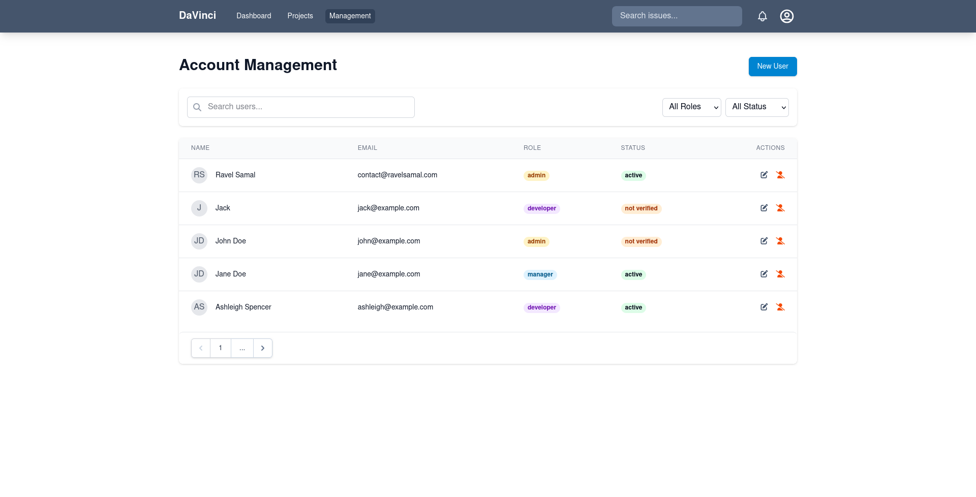Screenshot account management
